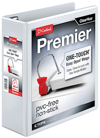 BINDER, 3 RING, HEAVY DUTY, CARDINAL, 3", D RING, WHITE MAIN